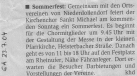 Presseartikel Mitgestaltung Adventsmesse in Niederdollendorf