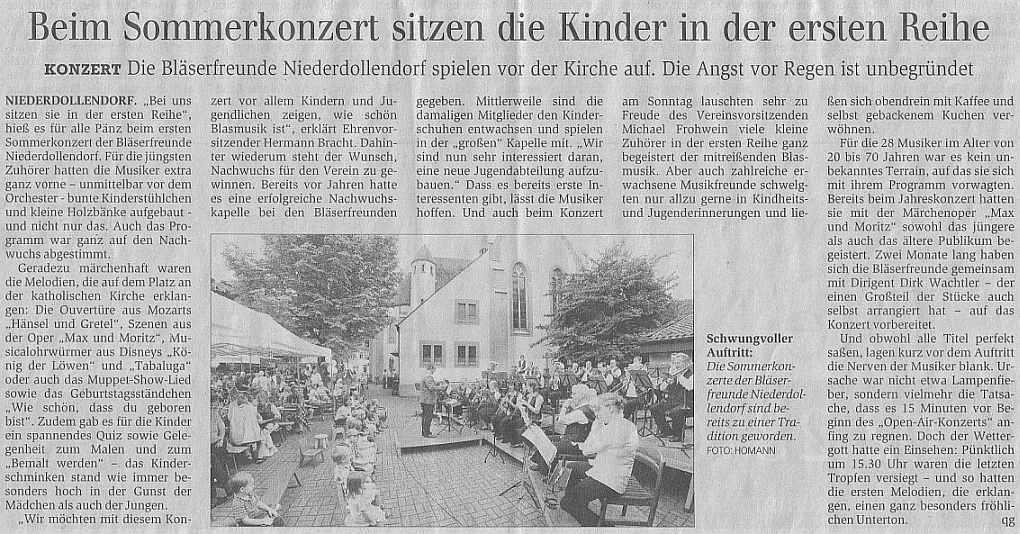 Presseartikel Sommerkonzert f�r Kinder